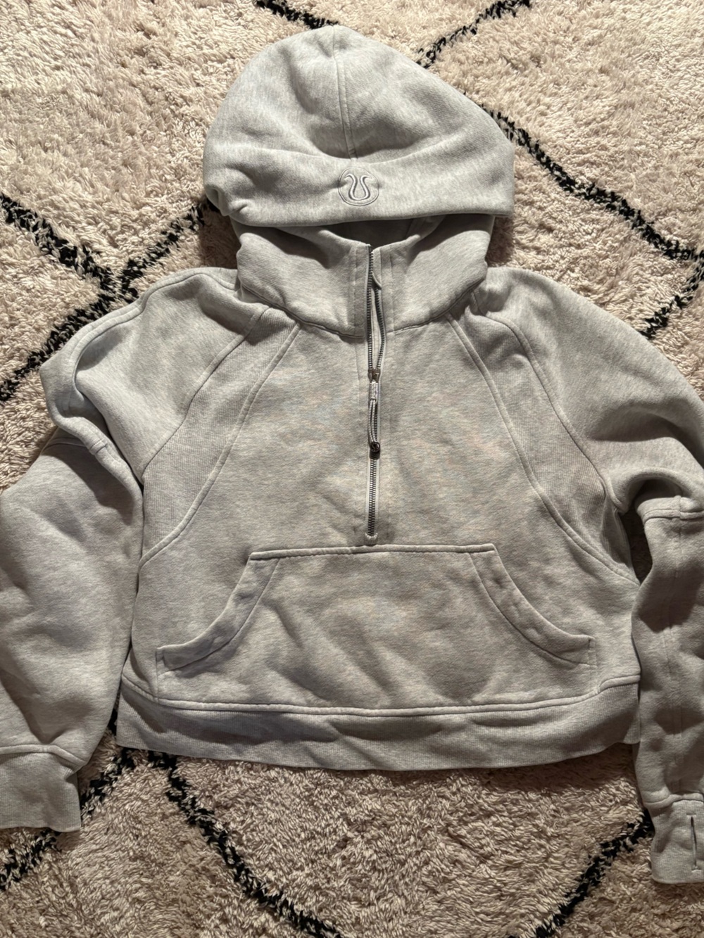 Lululemon Scuba Cropped Oversized Half Zip Hoodie Light Grey XS/S